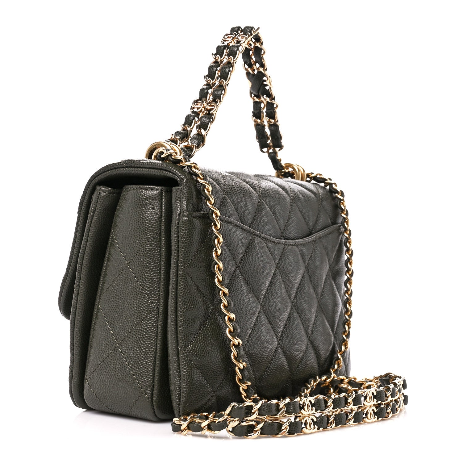 Chanel Caviar Quilted Mini Coco First Flap Khaki 3 of 10
