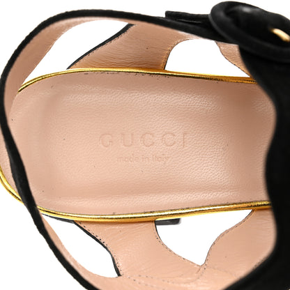 Gucci Velvet Metallic Nappa Spiked Feline Sandals 38 Black Gold 7 of 8