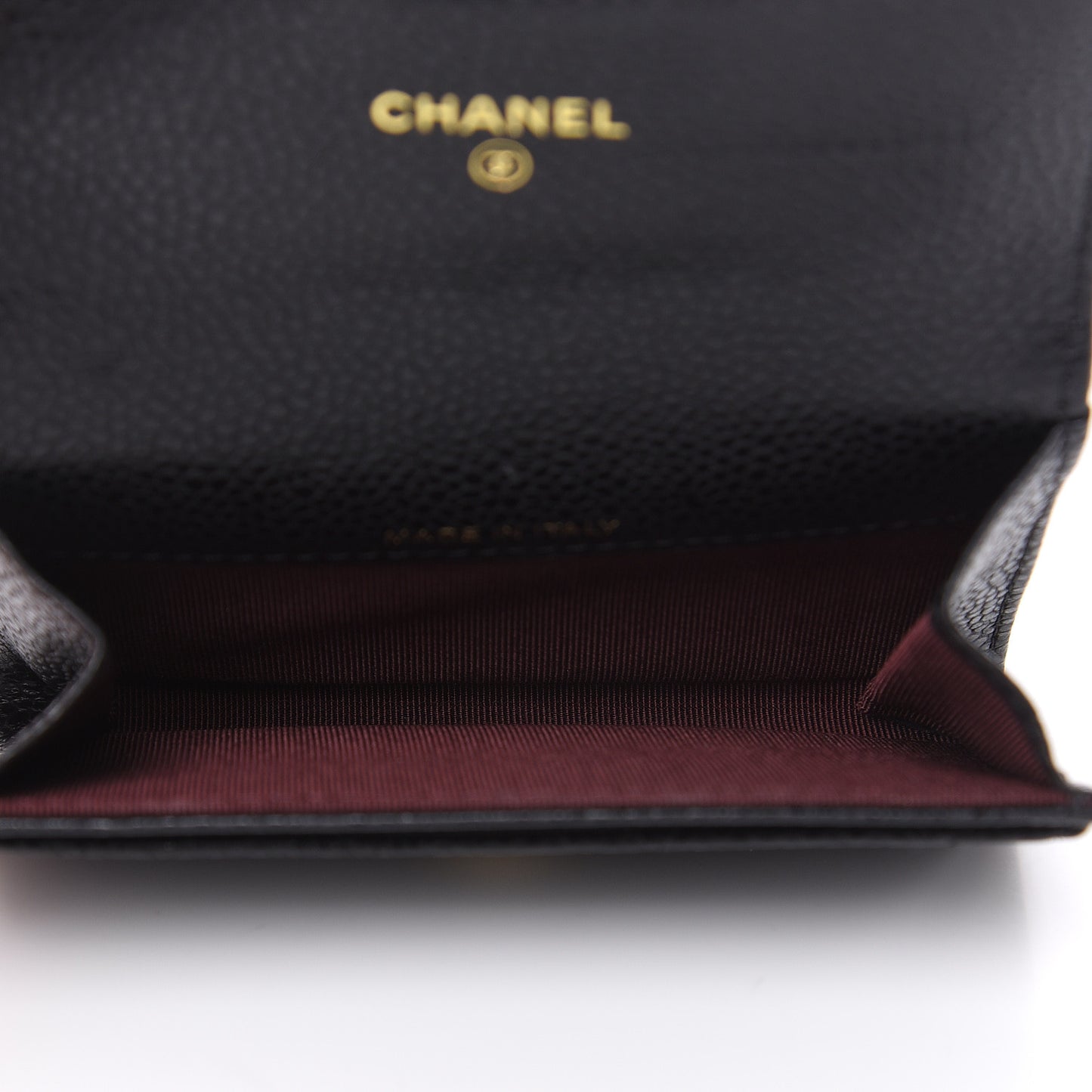 Caviar Quilted Flap Card Holder Wallet Black