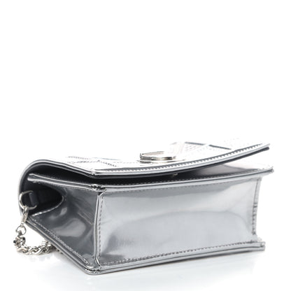 Christian Dior Metallic Patent Micro-Cannage Baby Diorama Flap Bag Silver 3 of 4