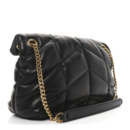 Saint Laurent Lambskin Quilted Tri-Metal Small Loulou Puffer Monogram Chain Satchel  Black 3 of 10