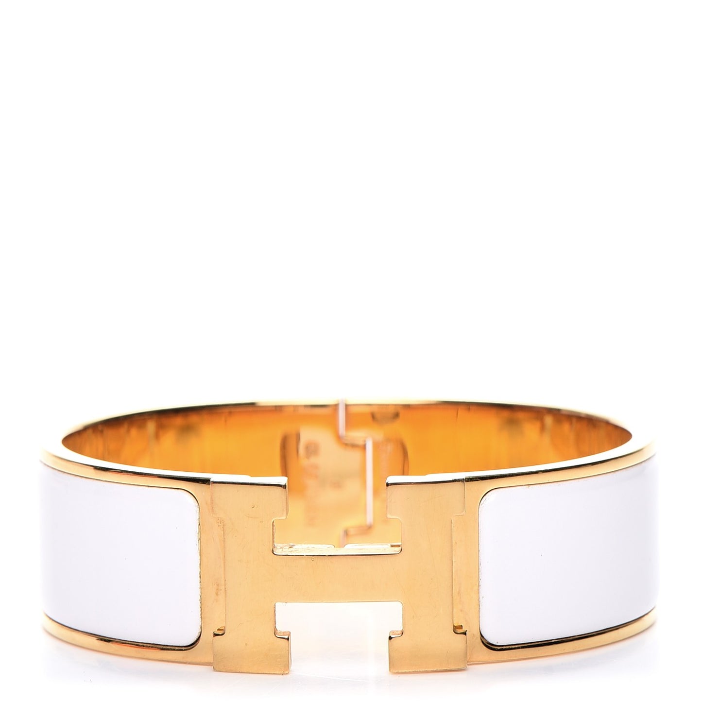 Enamel Wide Clic Clac H Bracelet GM White