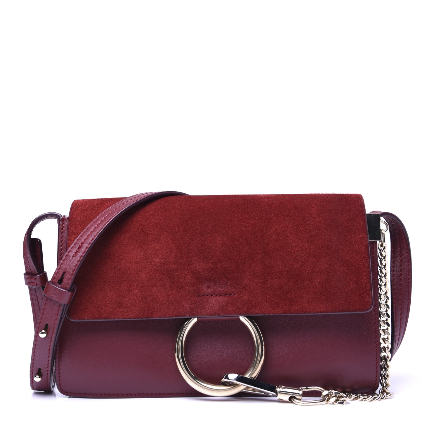 Suede Calfskin Small Faye Shoulder Bag Plum Purple