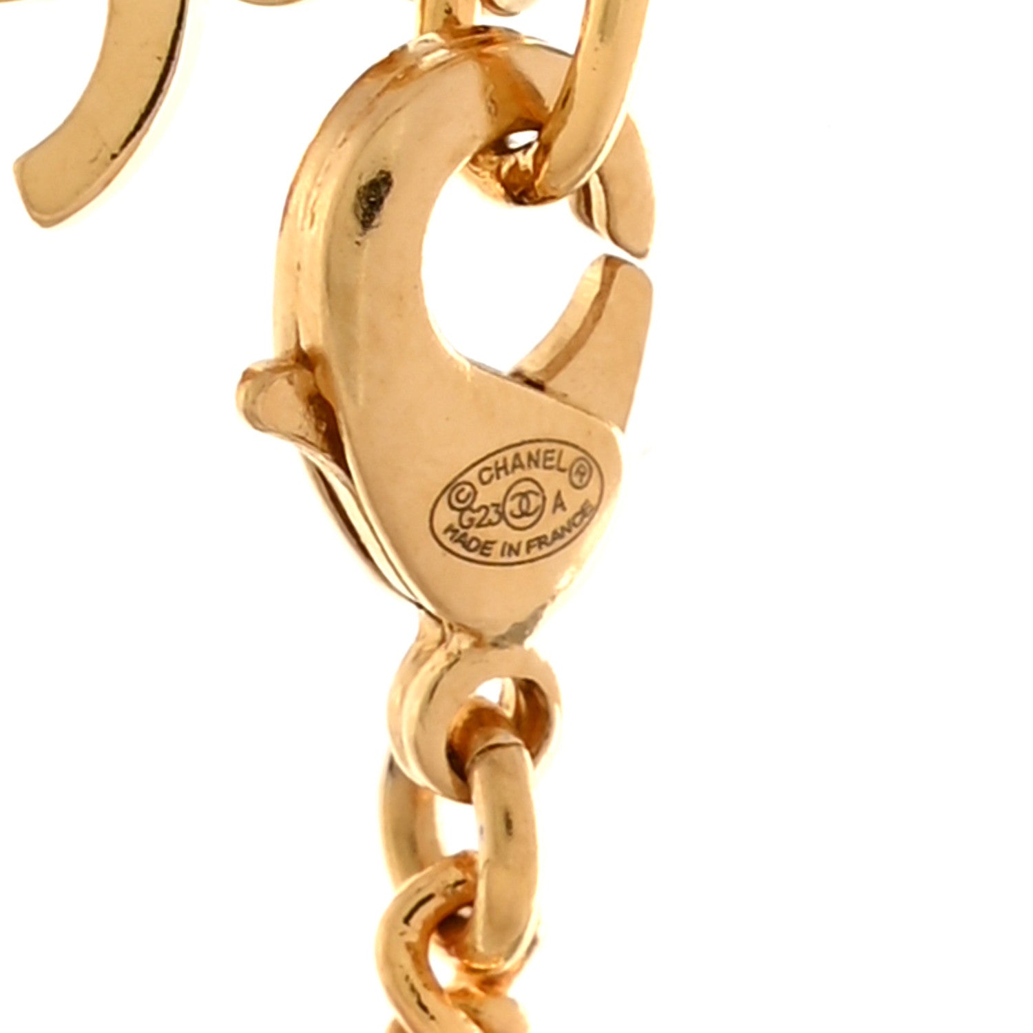 Chanel Crystal Pearl CC Africa Pendant Necklace Gold White 5 of 6