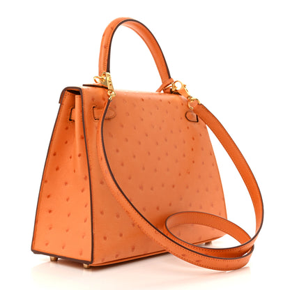 Hermes Ostrich Kelly Sellier 25 Abricot 3 of 12