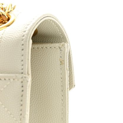 Saint Laurent Grain De Poudre Textured Mixed Matelasse Medium Triquilt Monogram Satchel Crema Soft 15 of 17