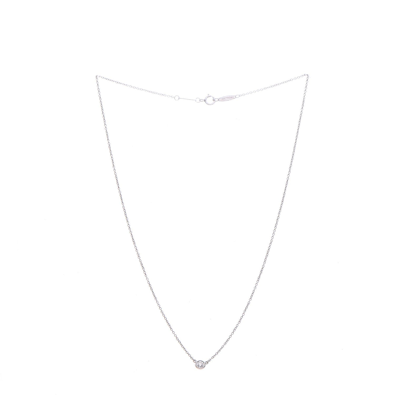 Tiffany Platinum Diamond .12ct Elsa Peretti Diamonds by the Yard Pendant Necklace 3 of 8