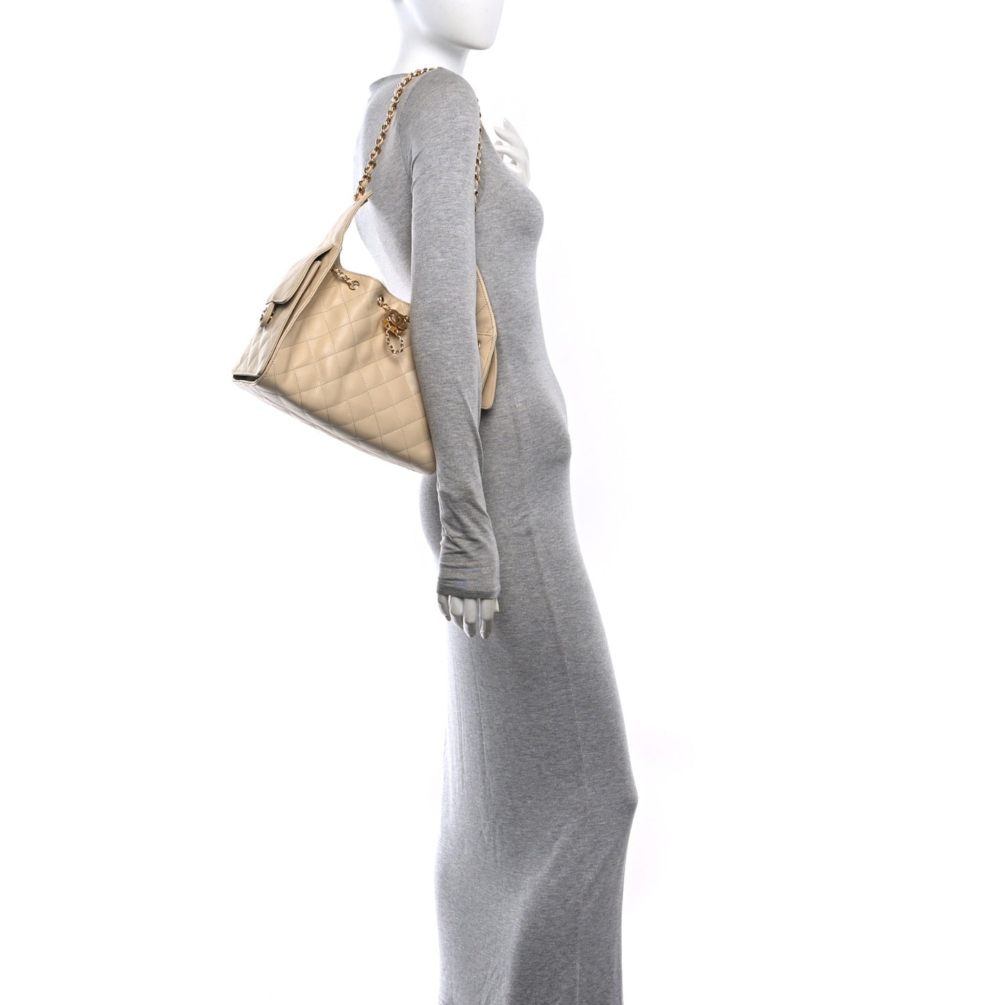 Caviar Quilted Small Chanel 25 Handbag Light Beige