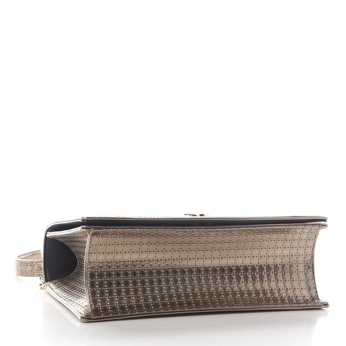 Metallic Patent Micro-Cannage Medium Diorama Flap Bag Gold