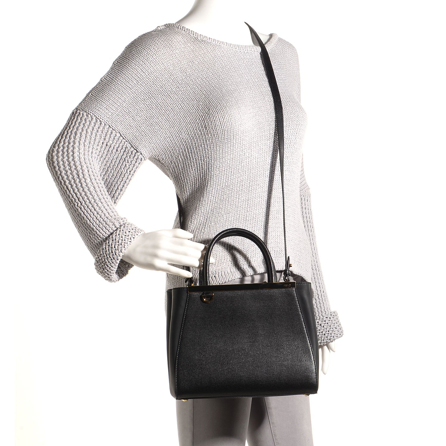 Fendi Vitello Elite Petite 2Jours Tote Black 2 of 9