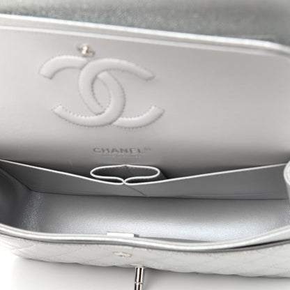 Chanel Glittered Metallic Caviar Quilted Medium Double Flap Silver 5 of 10