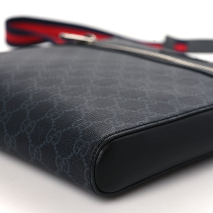 Gucci GG Supreme Monogram Appia Calfskin Web Flat Messenger Bag Black Grey 8 of 8