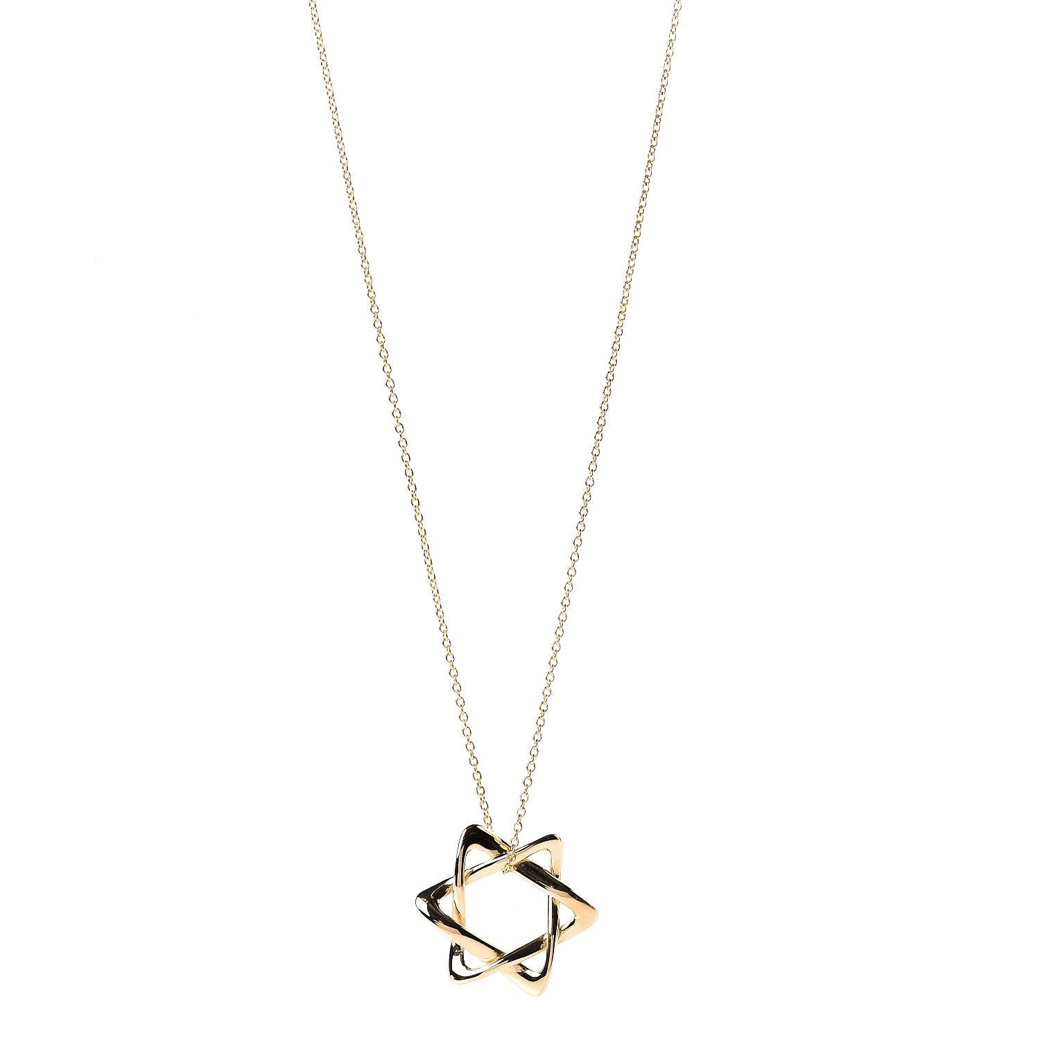Tiffany 18K Yellow Gold 12mm Elsa Peretti Star of David Pendant Necklace 1 of 7