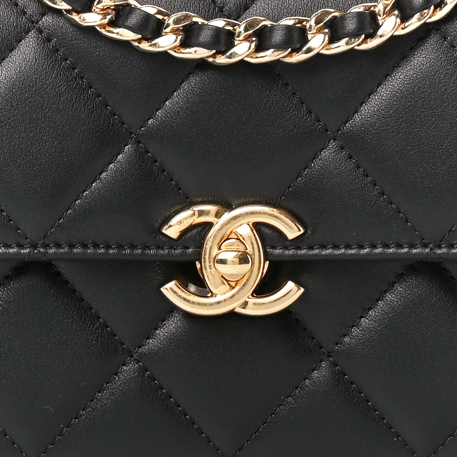 Chanel Shiny Calfskin Quilted Mini Metal Top Handle Flap Black 8 of 11