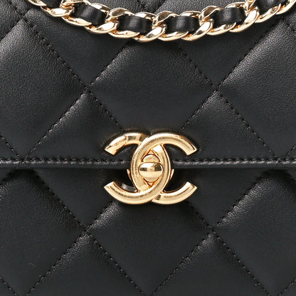 Chanel Shiny Calfskin Quilted Mini Metal Top Handle Flap Black 8 of 11