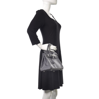 Hermes Ostrich Horseshoe Birkin 25 Gris Agate Bleu Marine 2 of 43