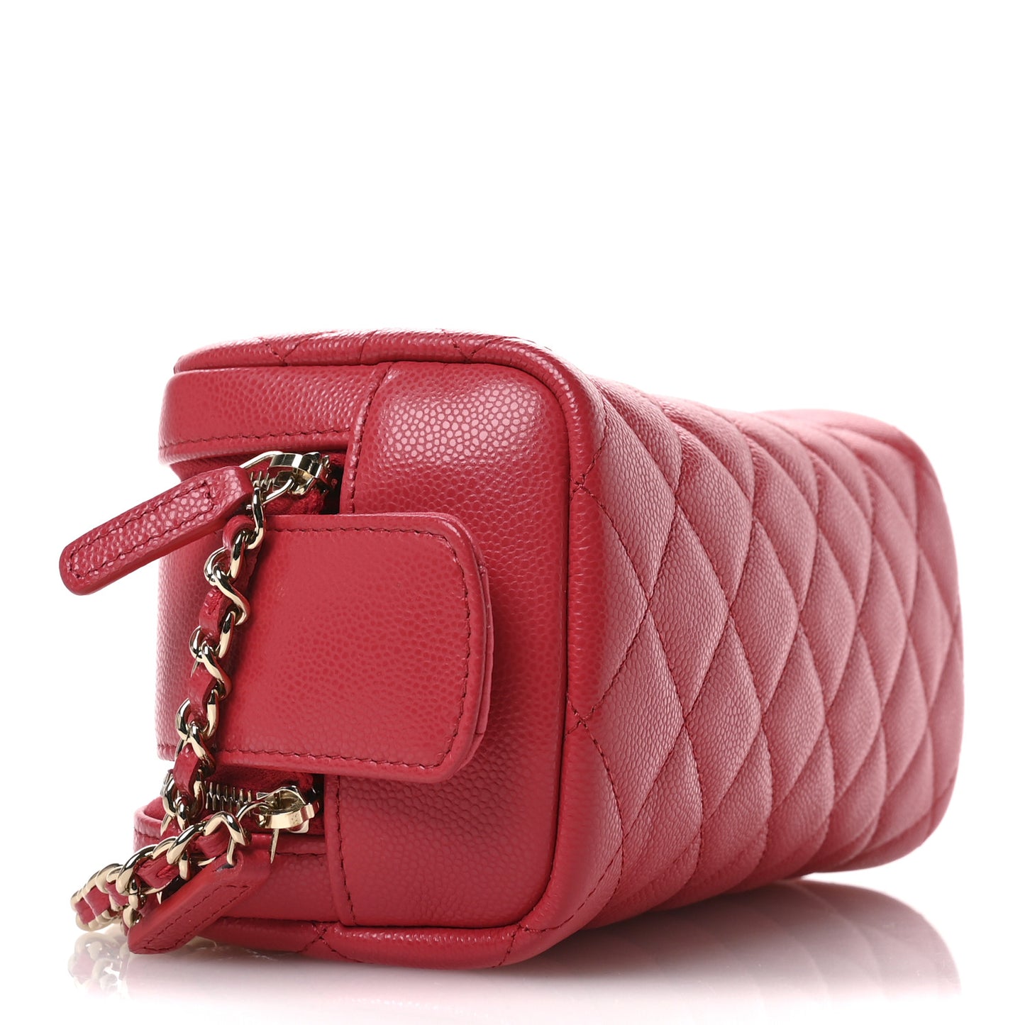 Caviar Quilted Toiletry Case With Chain Dark Pink
