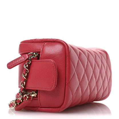 Chanel Caviar Quilted Toiletry Case With Chain Dark Pink 4 of 8