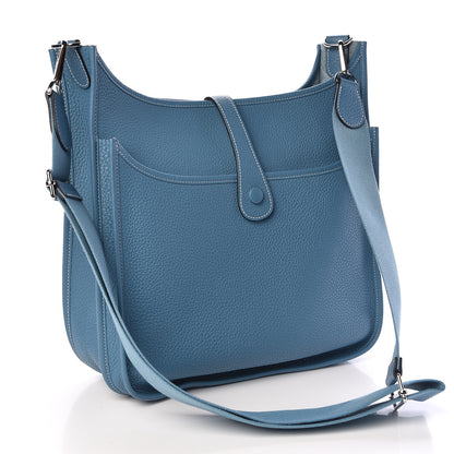 Hermes Taurillon Clemence Evelyne III GM Blue Jean 3 of 10