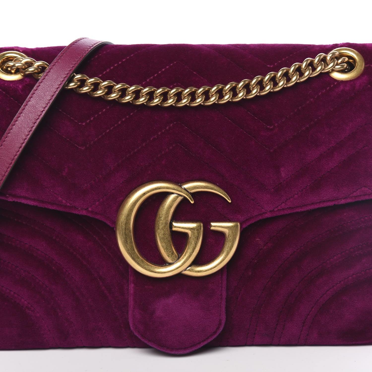 Gucci Velvet Matelasse Medium GG Marmont Shoulder Bag Fuchsia Violet Cyclamen 9 of 11