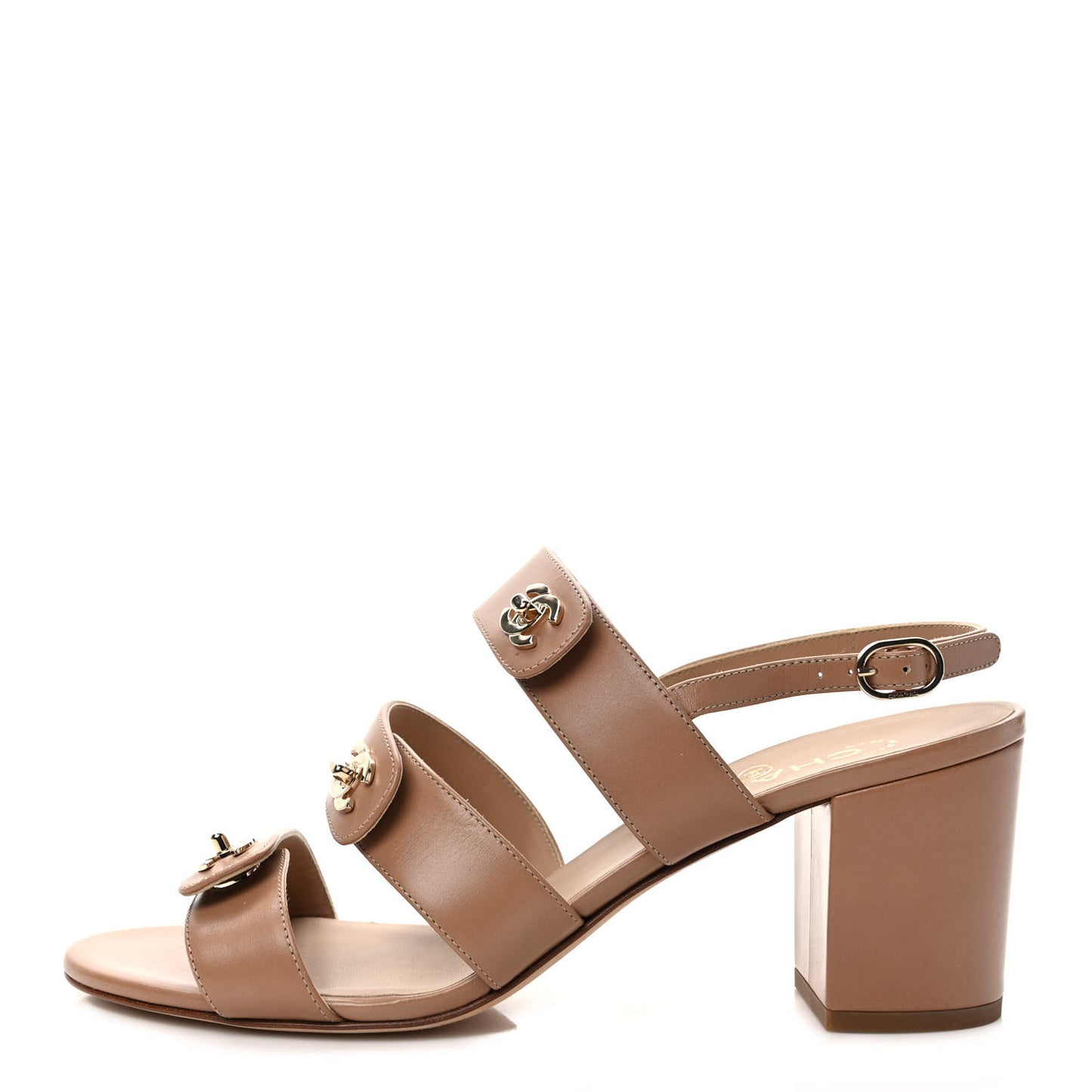 Calfskin CC Turnlock Sandals 41 Beige