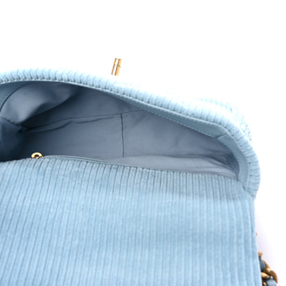 Chanel Corduroy Quilted Medium Chanel 19 Flap Light Blue 5 of 9