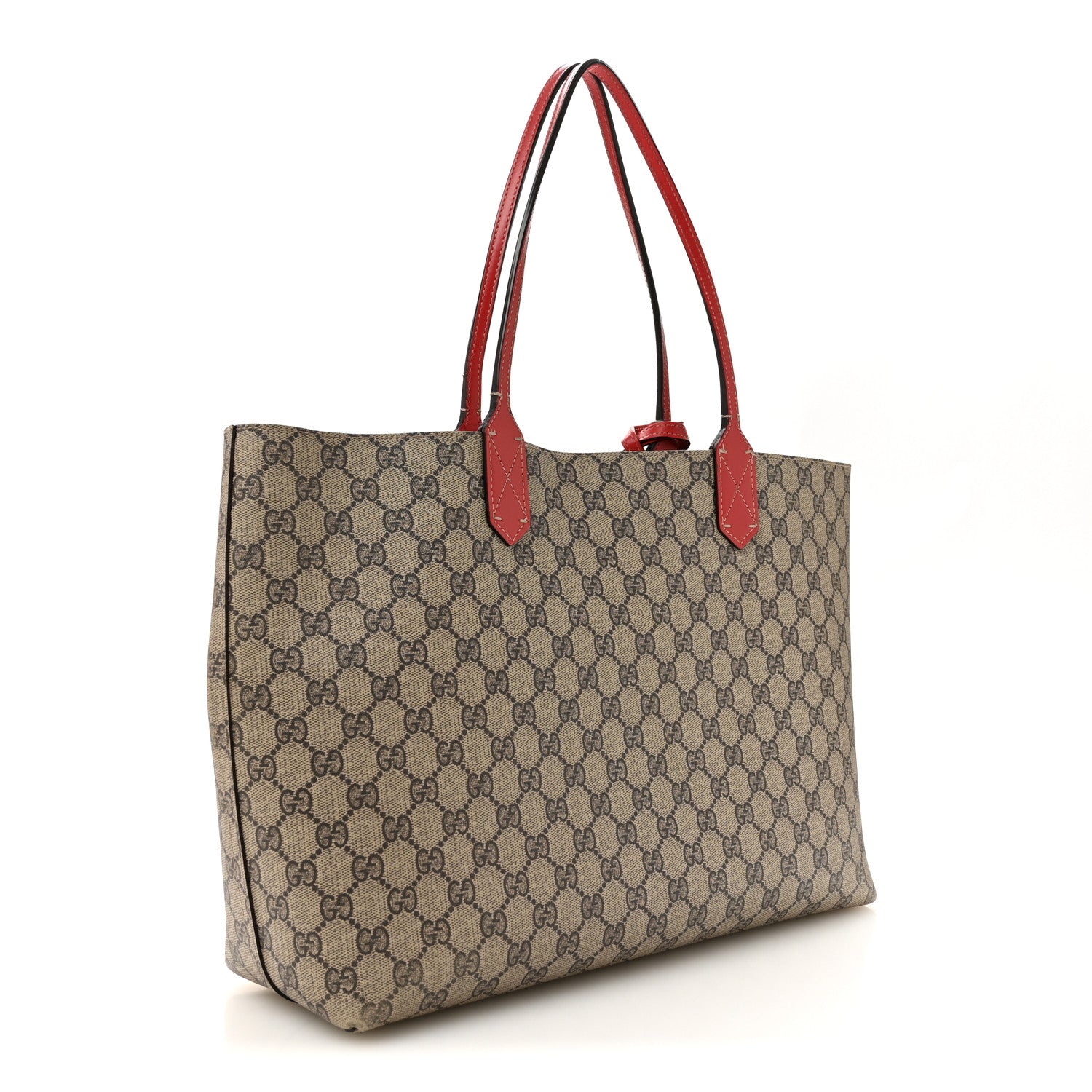 Gucci GG Supreme Monogram Medium Reversible Tote Beige Red 3 of 14