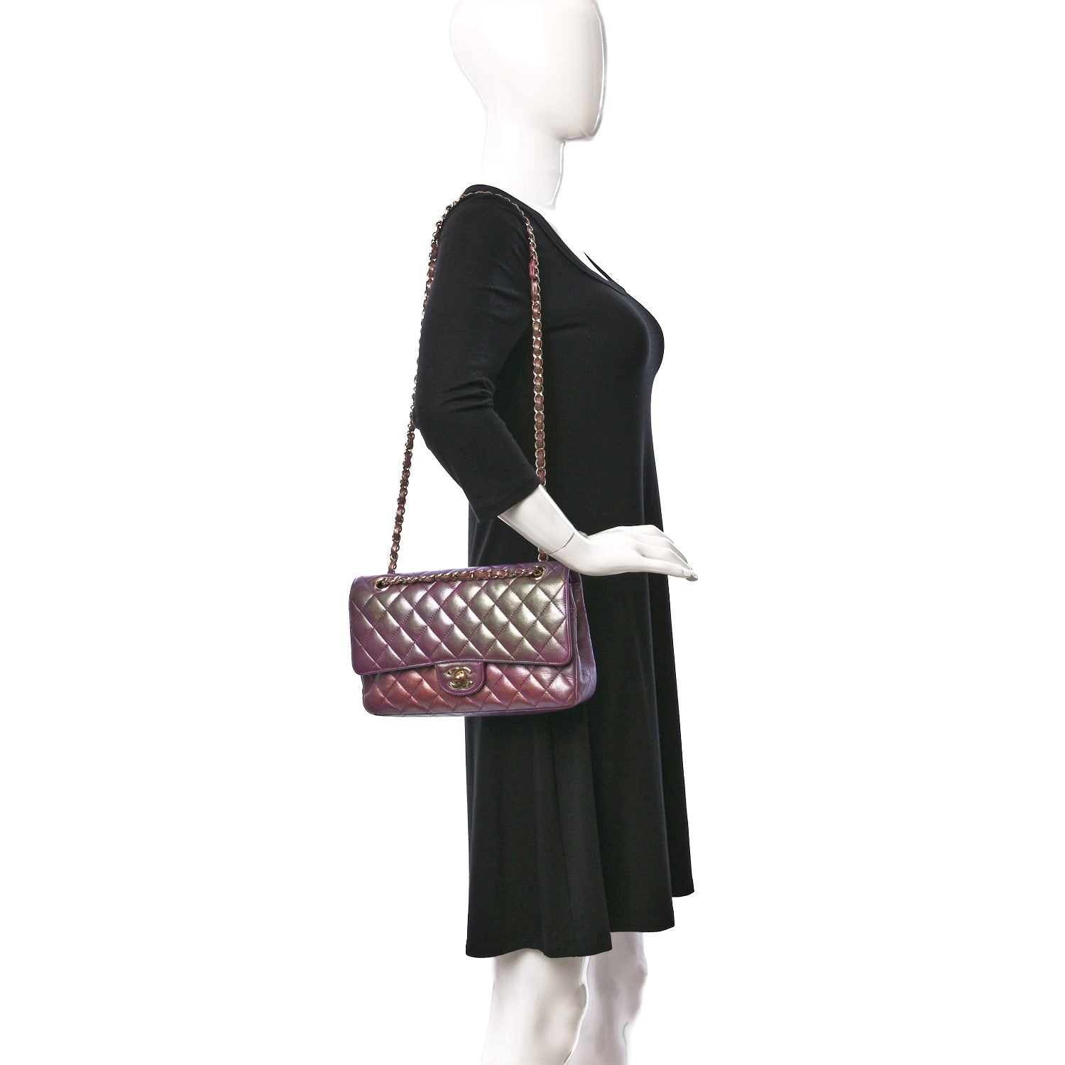 Chanel Iridescent Lambskin Quilted Medium Double Flap Purple 2 of 12