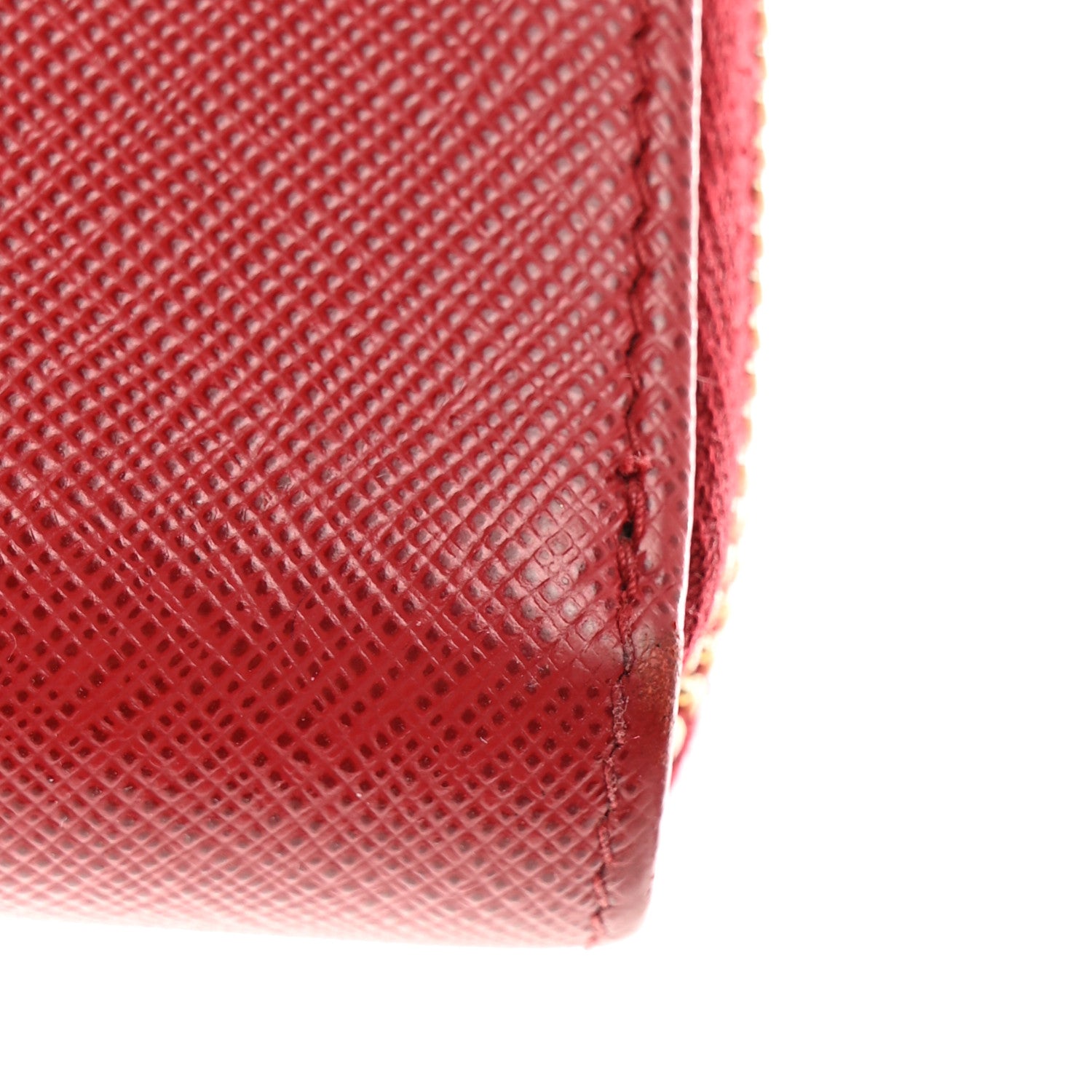 Prada Saffiano Metal Zip Around Wallet Fuoco 8 of 12