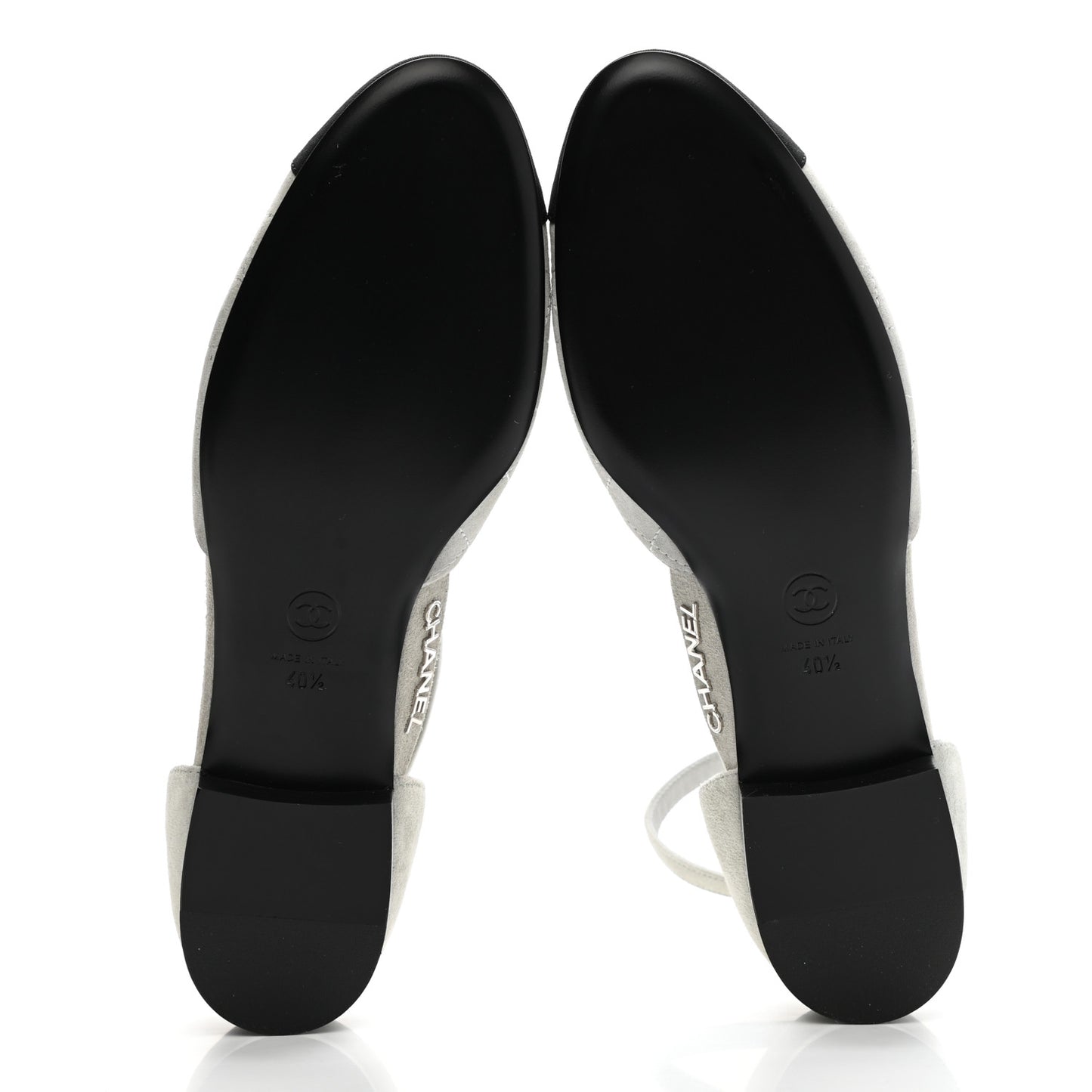Suede Grosgrain Cap Toe CC Mary Jane Flats 40.5 Grey Black