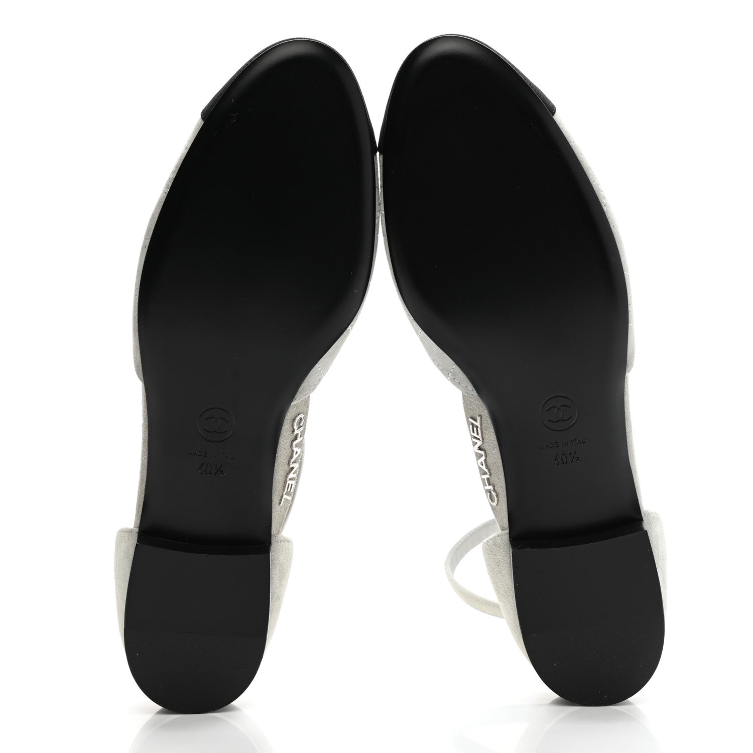 Chanel Suede Grosgrain Cap Toe CC Mary Jane Flats 40.5 Grey Black 5 of 9