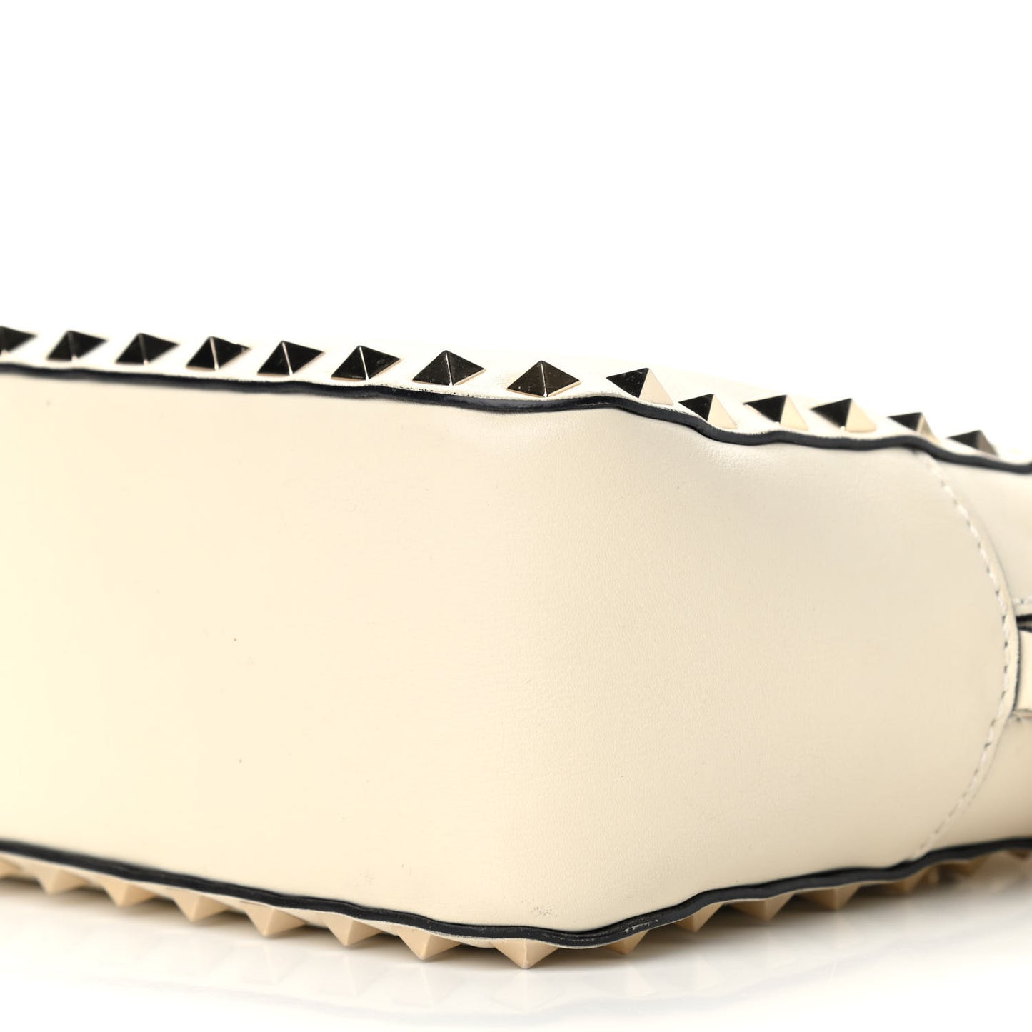 Calfskin Rockstud Top Handle Camera Crossbody Bag Ivory