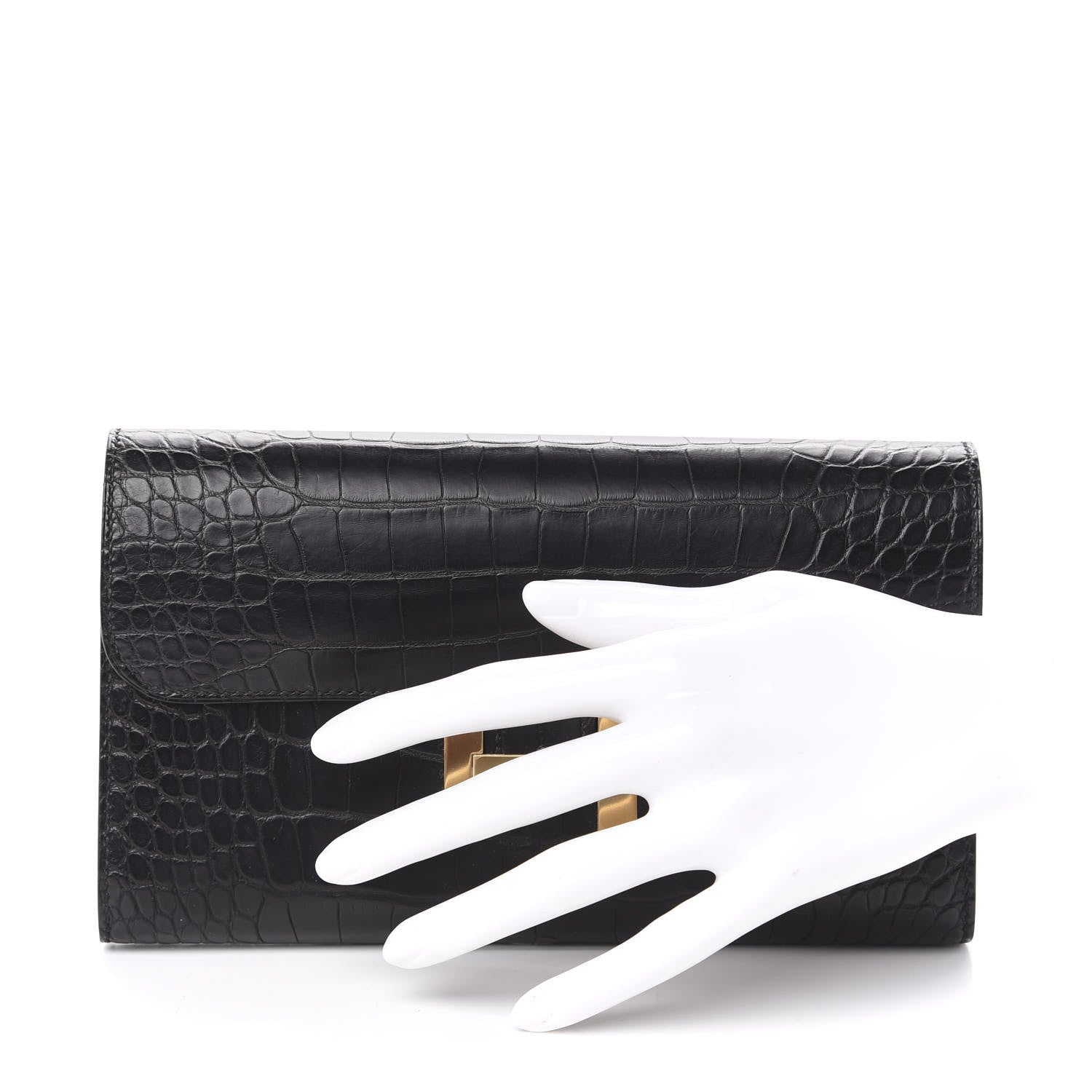 Hermes Matte Alligator Constance Wallet Black 2 of 17
