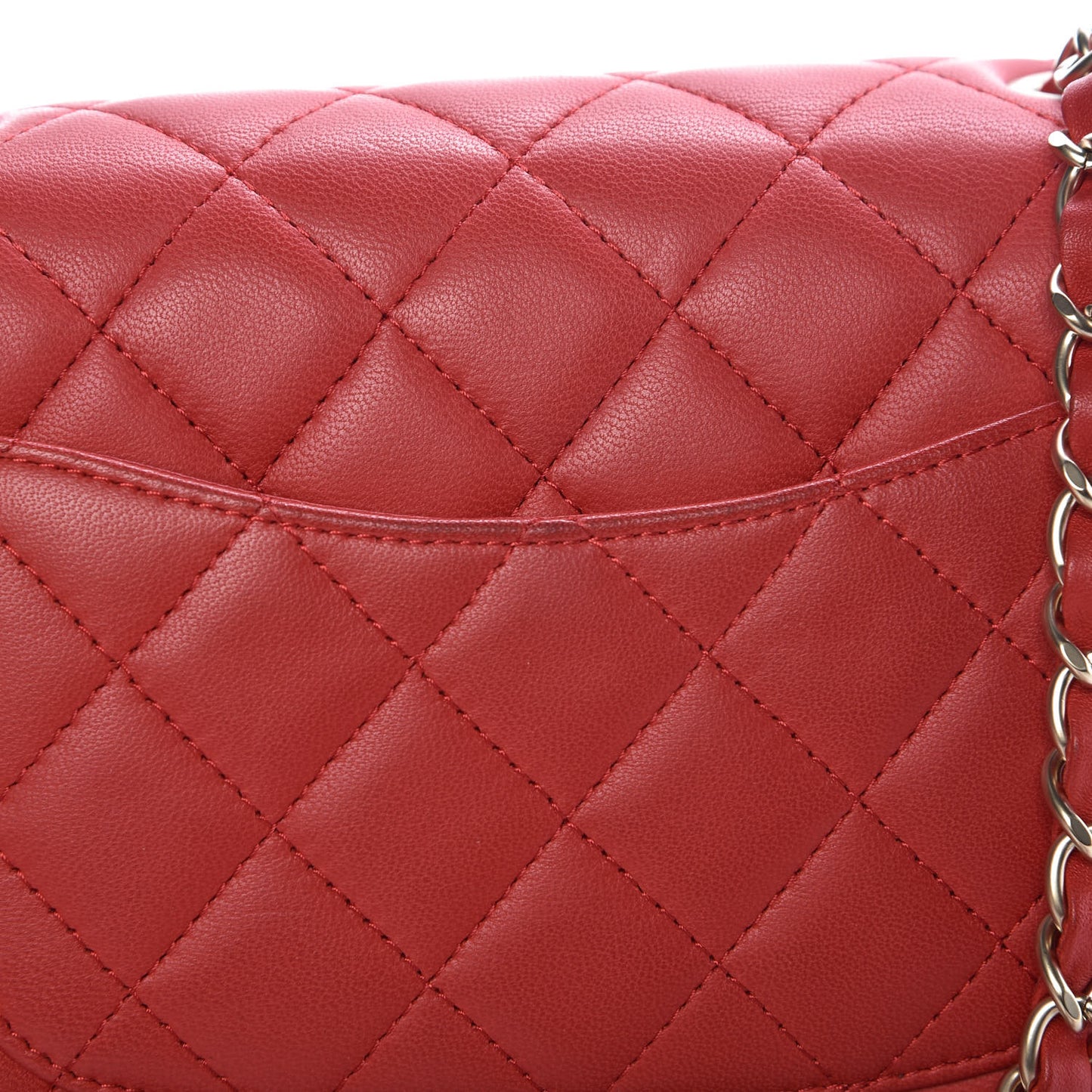Lambskin Quilted Mini Rectangular Flap Red