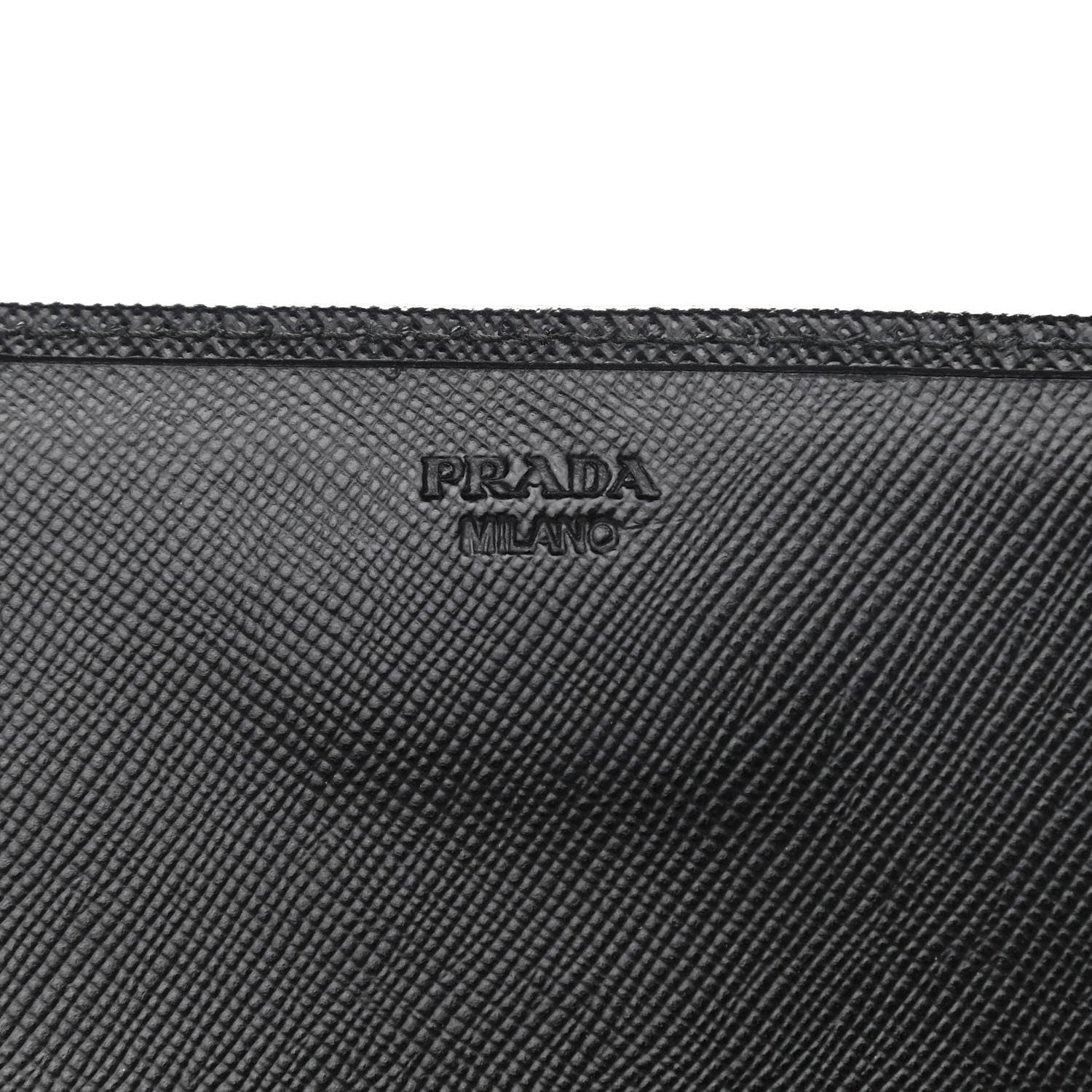 Prada Saffiano Metal Oro Chain Wallet Black 5 of 8