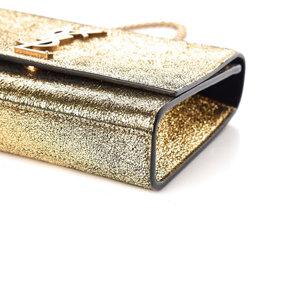 Saint Laurent Metallic Calfskin Small Classic Monogram Kate Satchel Oro 6 of 11