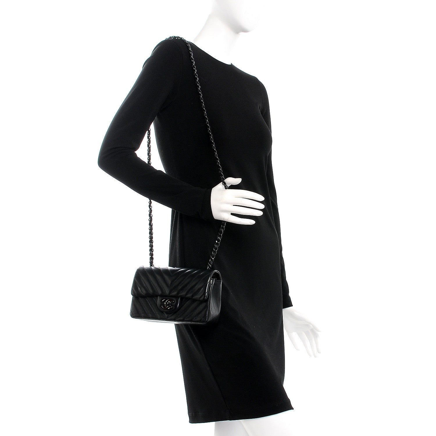 Chanel Lambskin Chevron Quilted Mini Rectangular Flap So Black 2 of 8