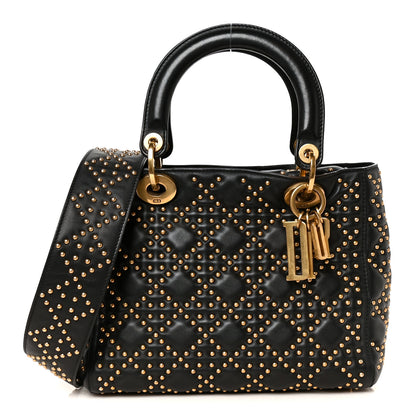 Christian Dior Calfskin Cannage Studded Medium Supple Lady Dior Black 1 of 10