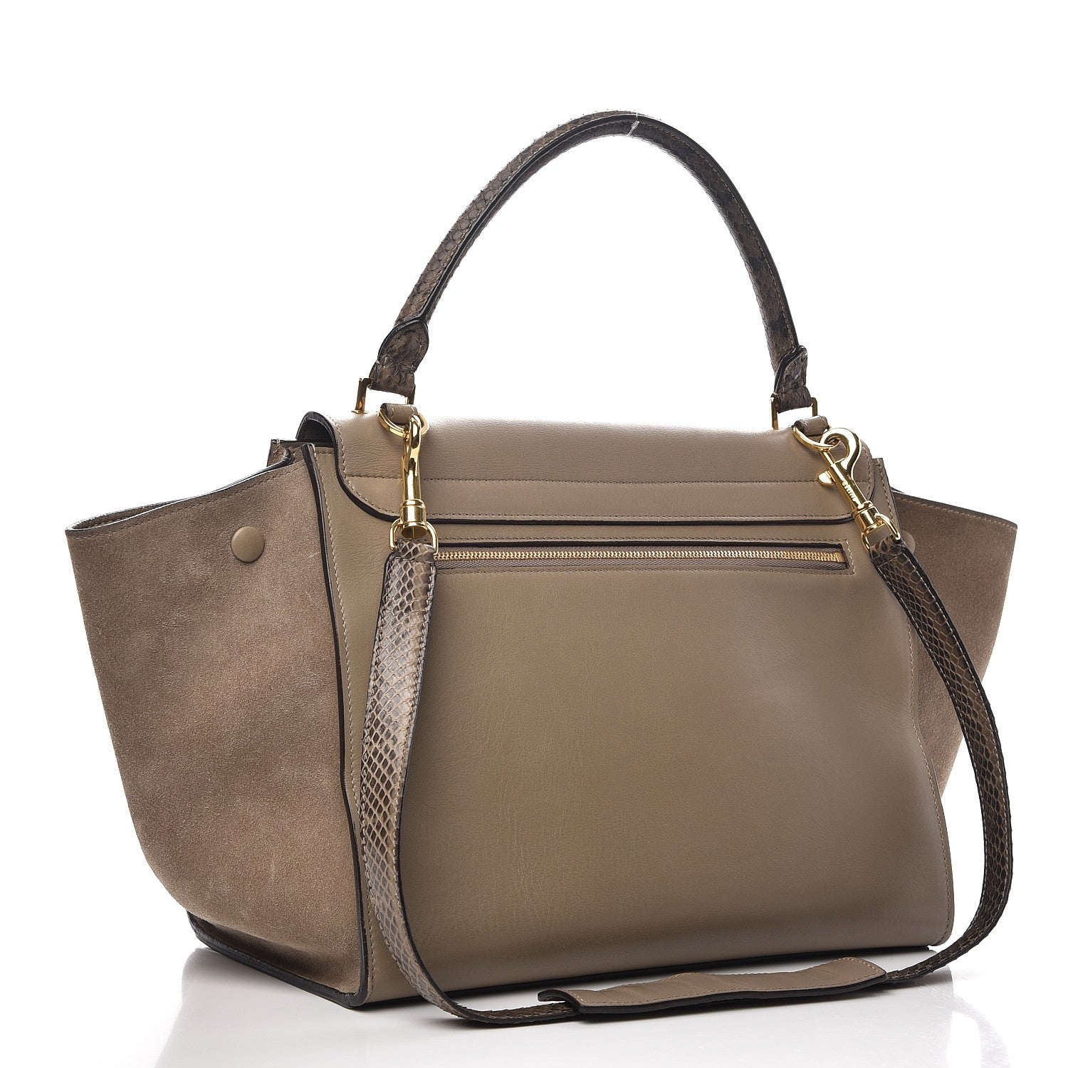 Celine Calfskin Suede Whipsnake Medium Trapeze Taupe 4 of 14