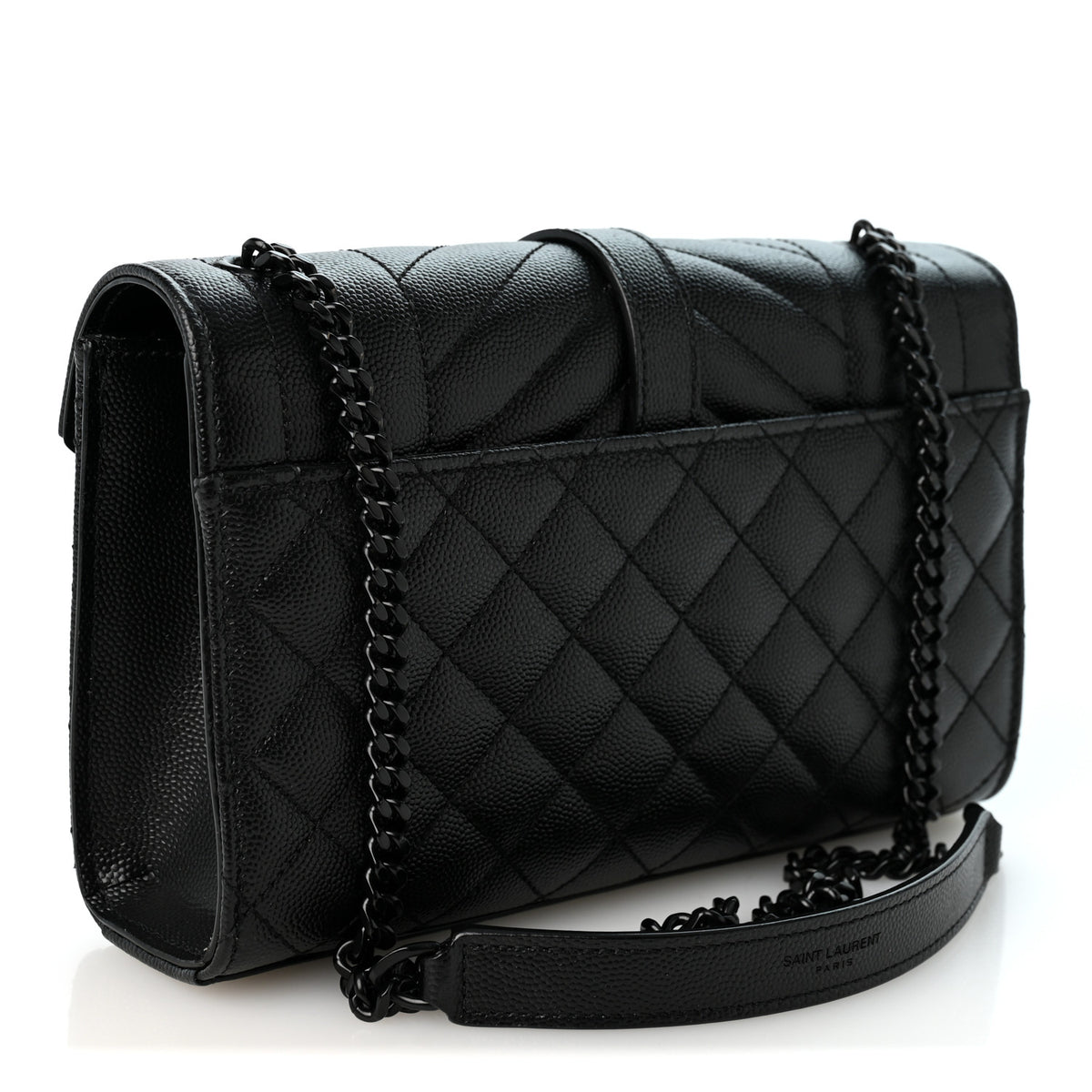 Saint Laurent Grain De Poudre Textured Mixed Matelasse Triquilt Small Monogram Monochrome Satchel Black 3 of 9
