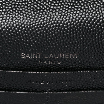 Saint Laurent Grain De Poudre Matelasse Chevron Monogram Monochrome Envelope Chain Wallet Black 5 of 9