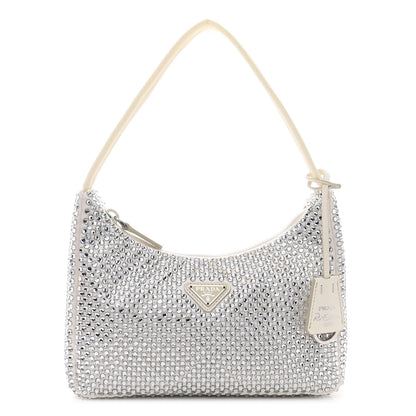 Prada Satin Crystal Mini Re-Edition 2000 Bag White 1 of 10