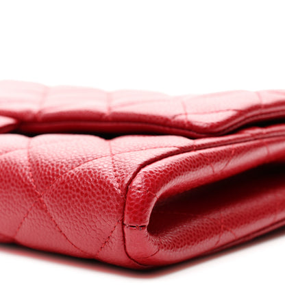 Chanel Iridescent Caviar Quilted Clutch With Chain Flap Red 10 of 10