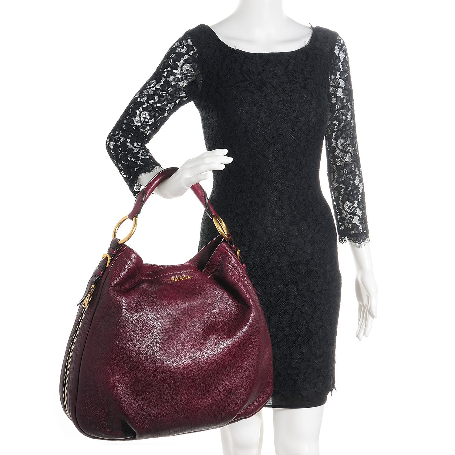 Prada Vitello Daino Hobo Amaranto 2 of 10