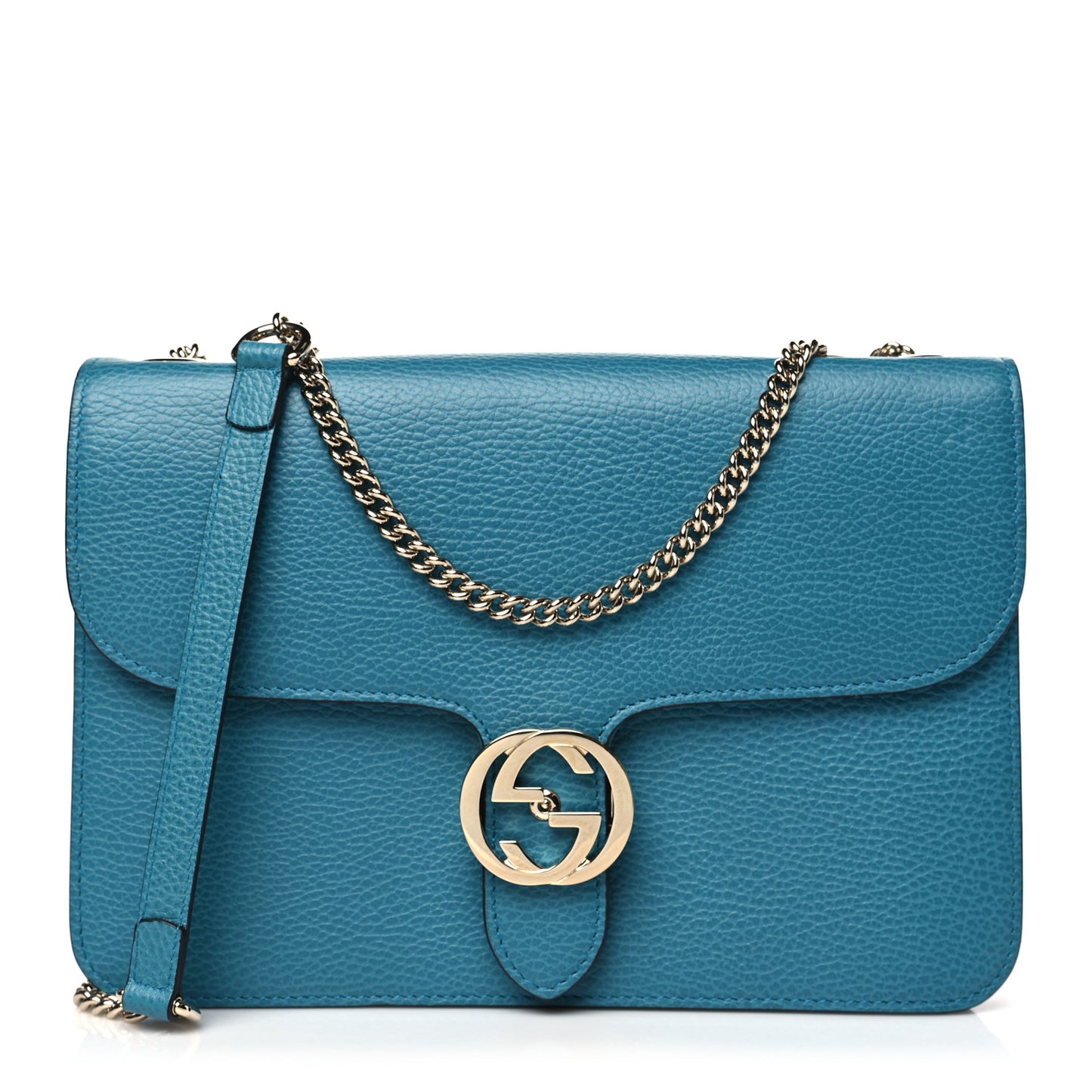 Dollar Calfskin Interlocking G Shoulder Bag Deep Cobalt