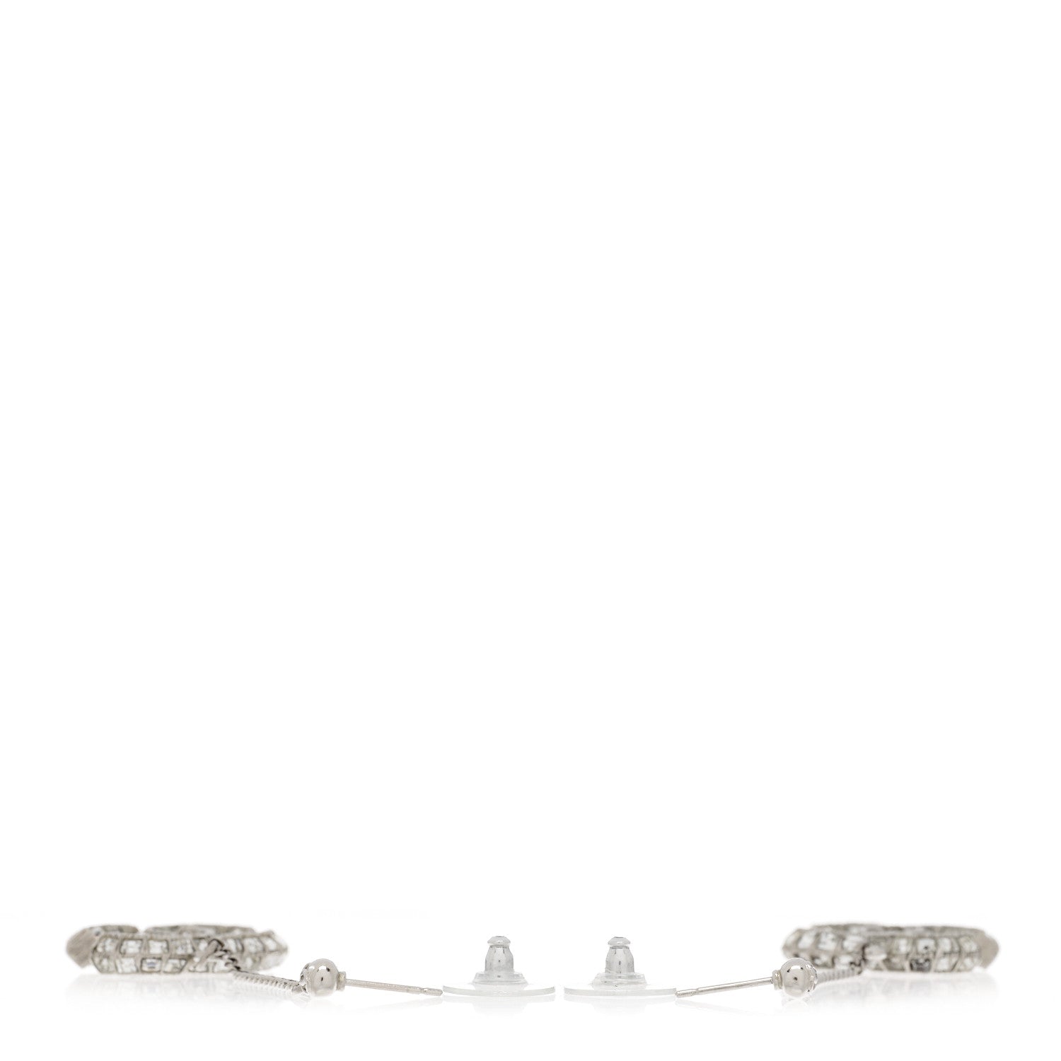 ゆゅ　chan Chanel Metal Crystal CC Heart Hoop Long Drop Earrings Gold