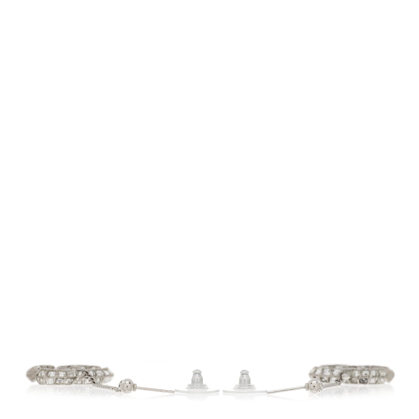 Crystal Baguette CC Drop Earrings Silver