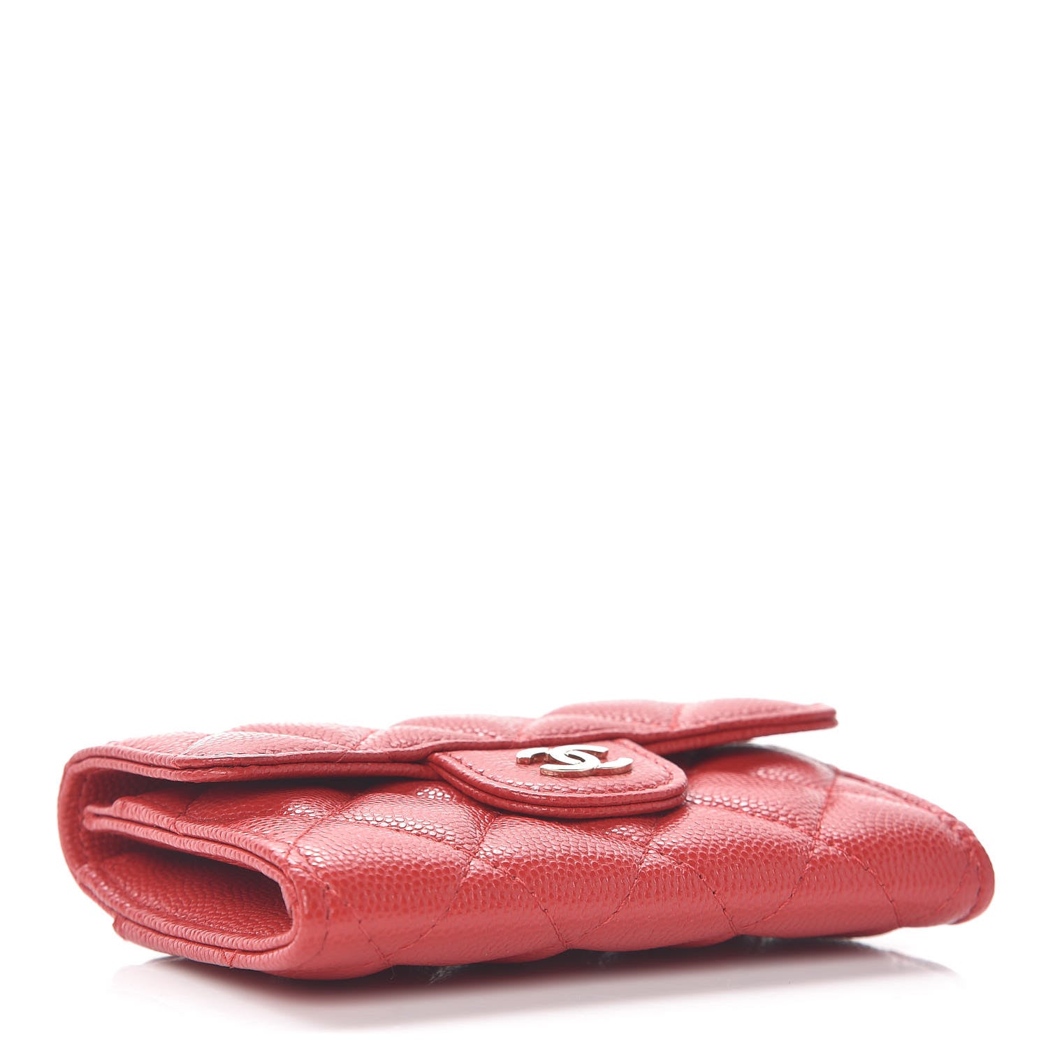 Chanel Caviar Quilted Flap Card Holder Wallet Red 4 of 11