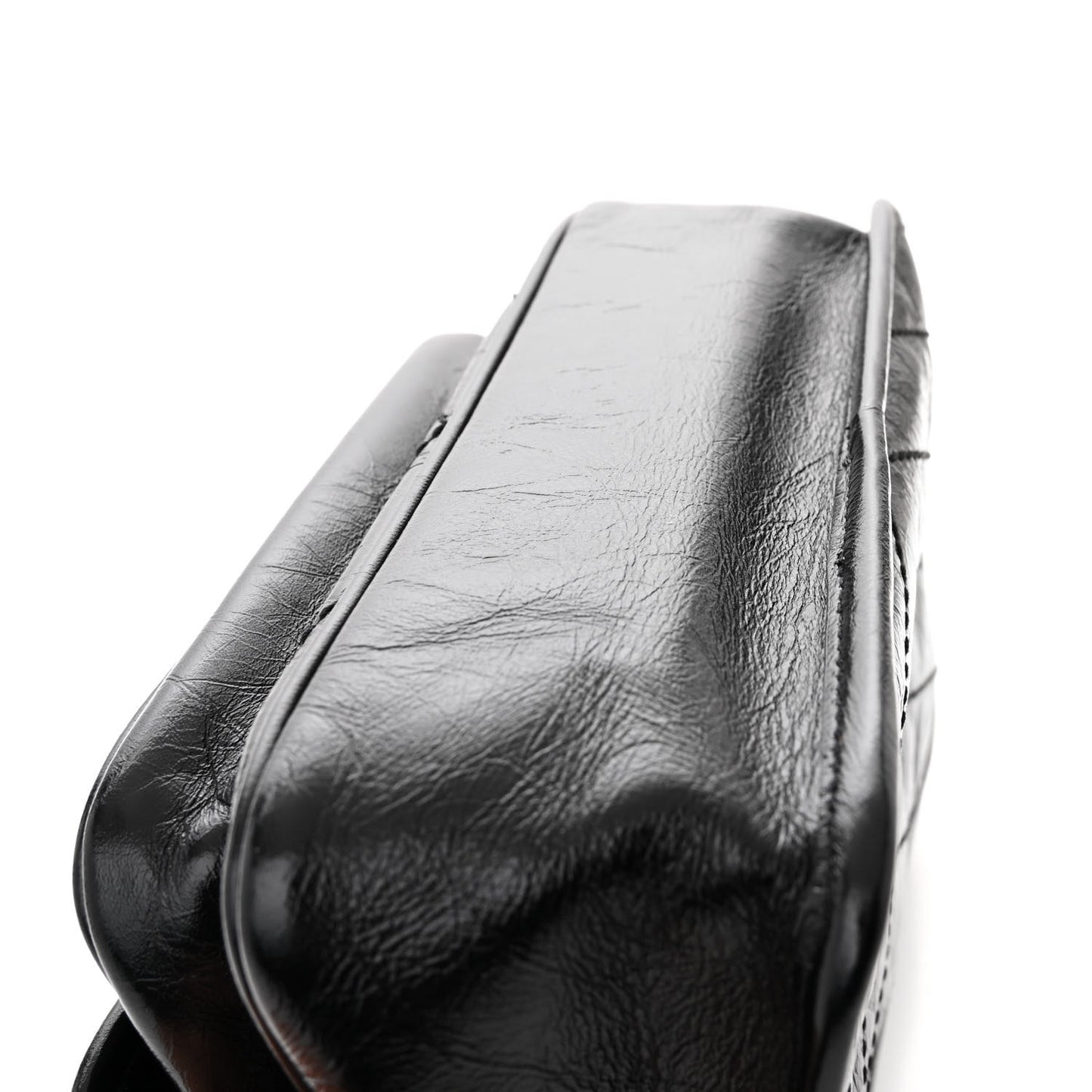 Crinkled Calfskin Matelasse Monogram Baby Niki Chain Satchel Black