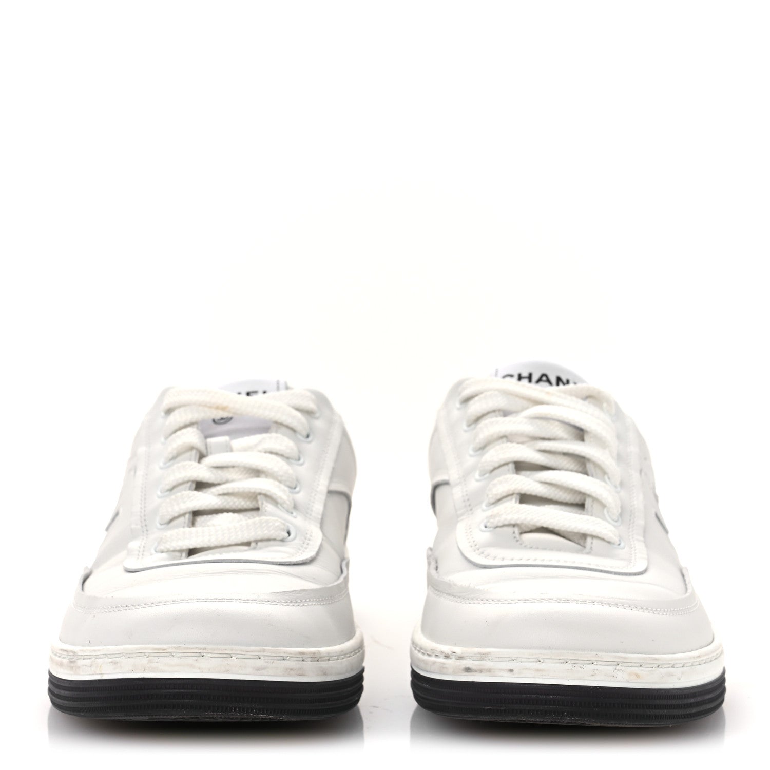 Chanel Calfskin CC Womens Sneakers 38 White Black 3 of 13